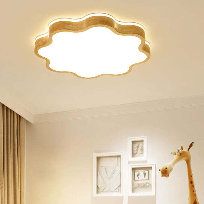Nordic Flower Wooden LED Flush Mount Light