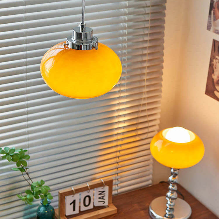 Nordic Yellow Glass Dome Pendant Light