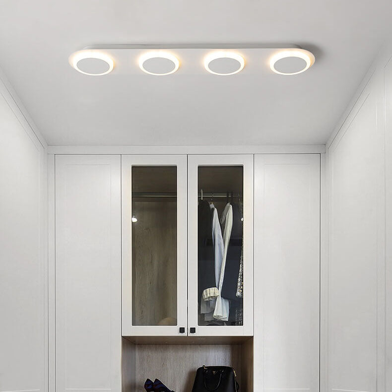 Minimalist long 5-light white metal flush mount lighting, Lighom — Warm White (3000K) / 3-Light / 220V-240V (UK/AU