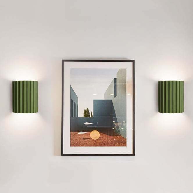 Macaron Resin Striped Half Cylinder Sconce