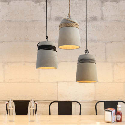 Industrial Cement Column Rope Pendant Light