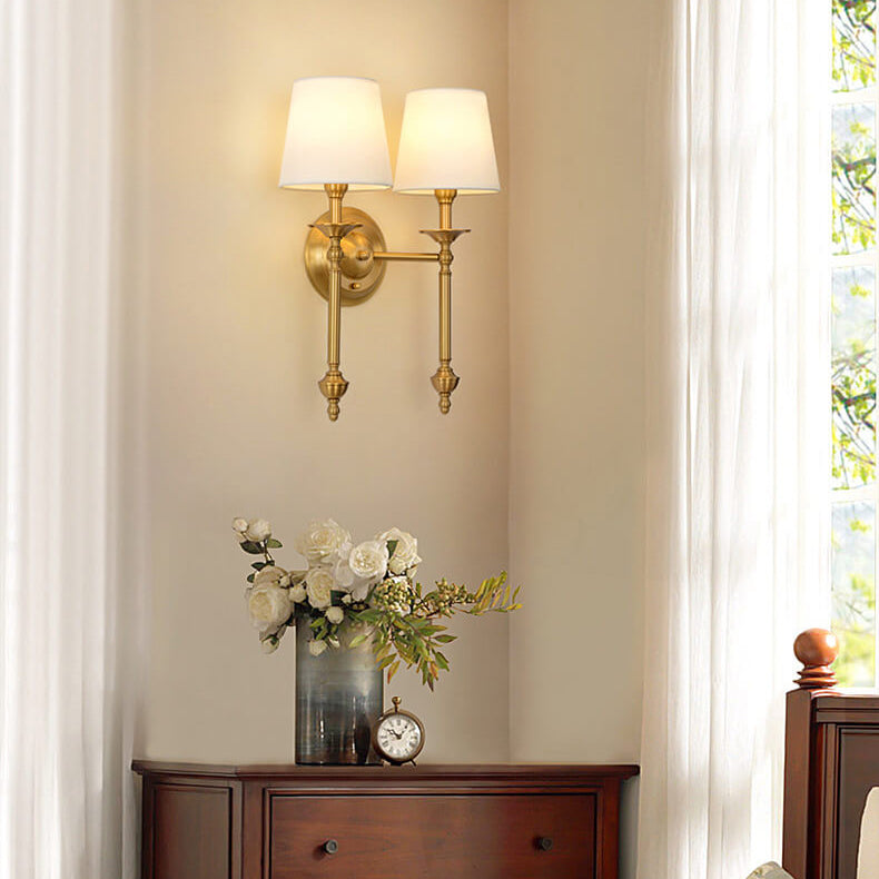 Modern Brass Fabric Wall Sconce