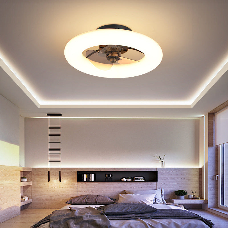 Modern Circle LED Semi-Flush Ceiling Fan Light