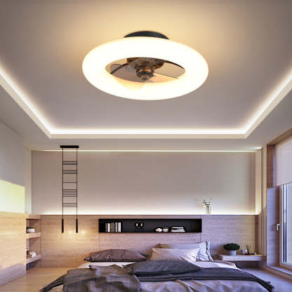 Modern Circle LED Semi-Flush Ceiling Fan Light