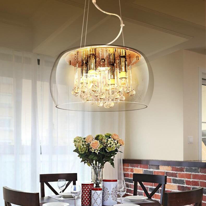 Modern Glass Crystal 6-Light Chandelier