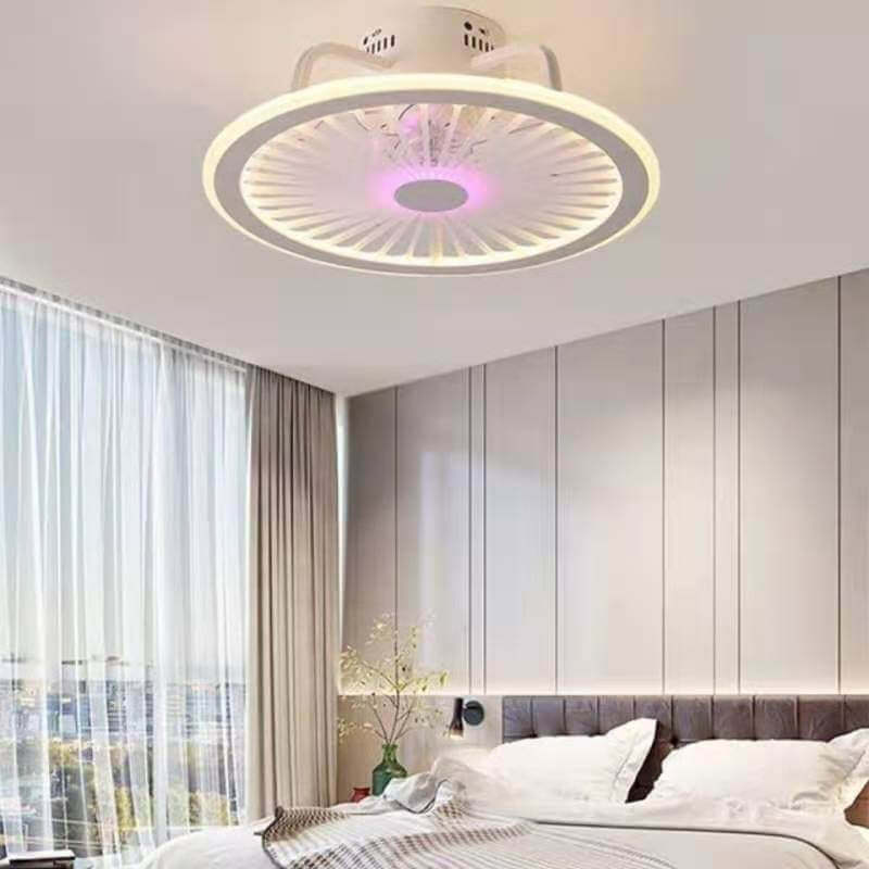 Modern Clear Acrylic LED Flush Mount Ceiling Fan Light