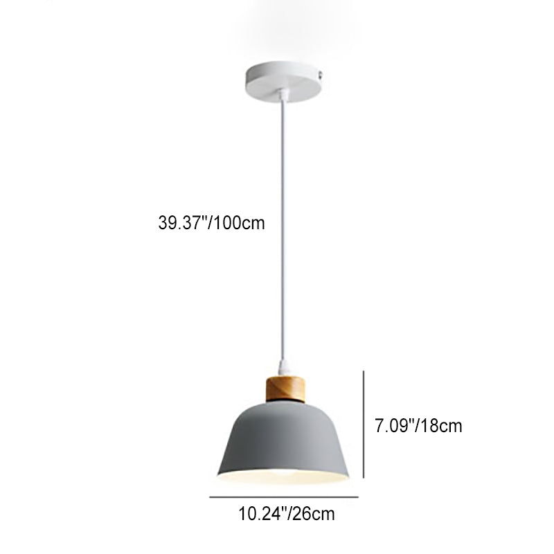 Minimalist Round Aluminum Wood Pendant Light