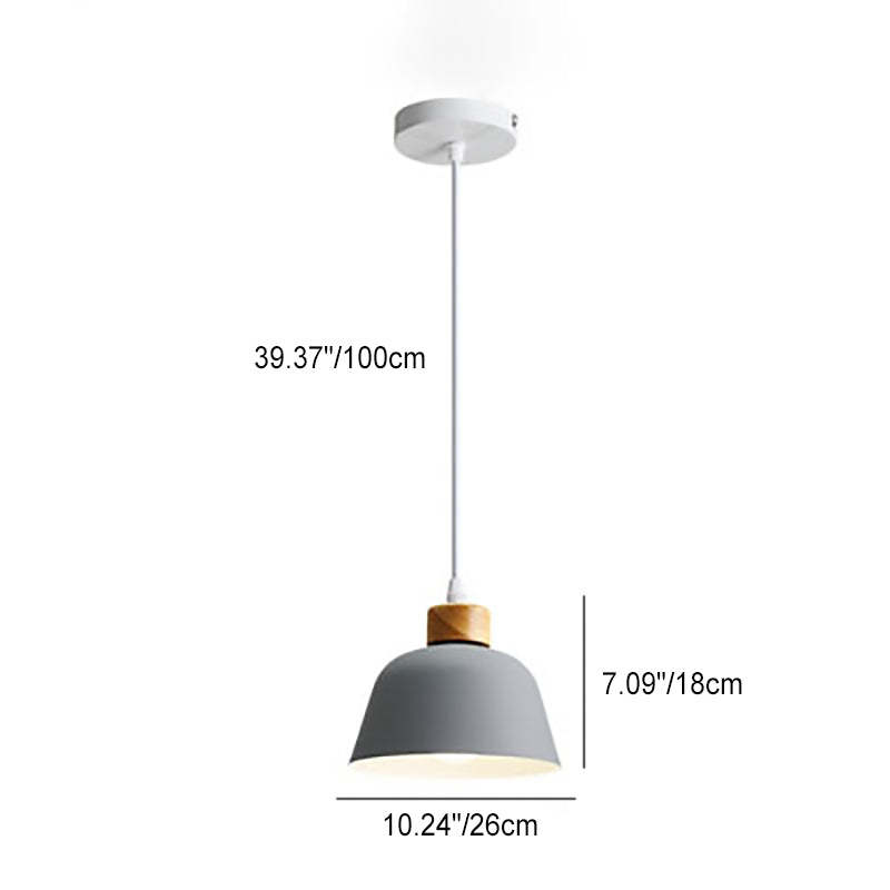 Minimalist Round Aluminum Wood Pendant Light