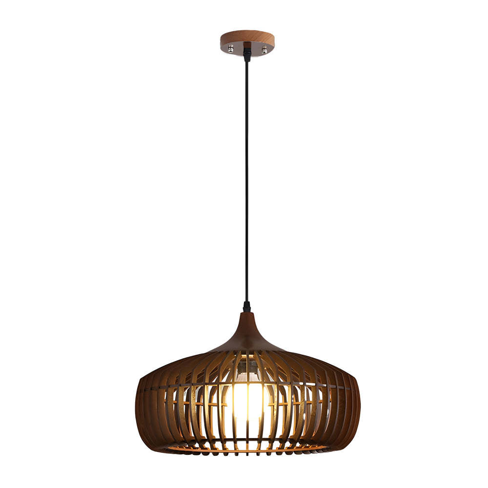 Japanese Wood Cage Pendant Light