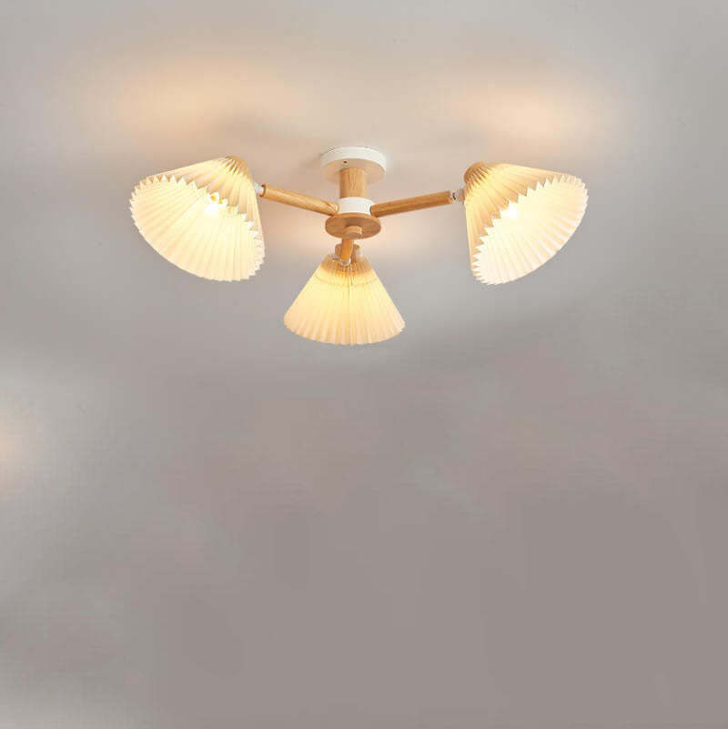 Nordic Wood Pleated Shade Ceiling Light