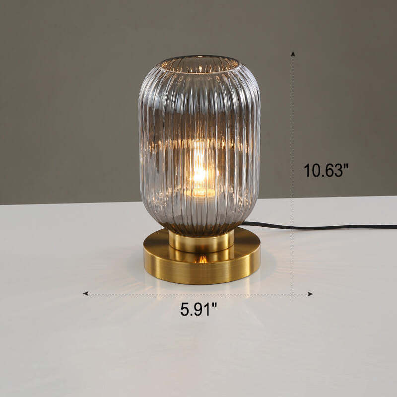 Nordic Striped Glass Oval Table Lamp
