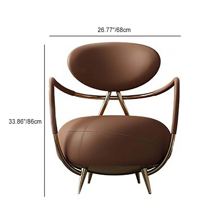 Contemporary Luxury Round Leather Steel Chair
