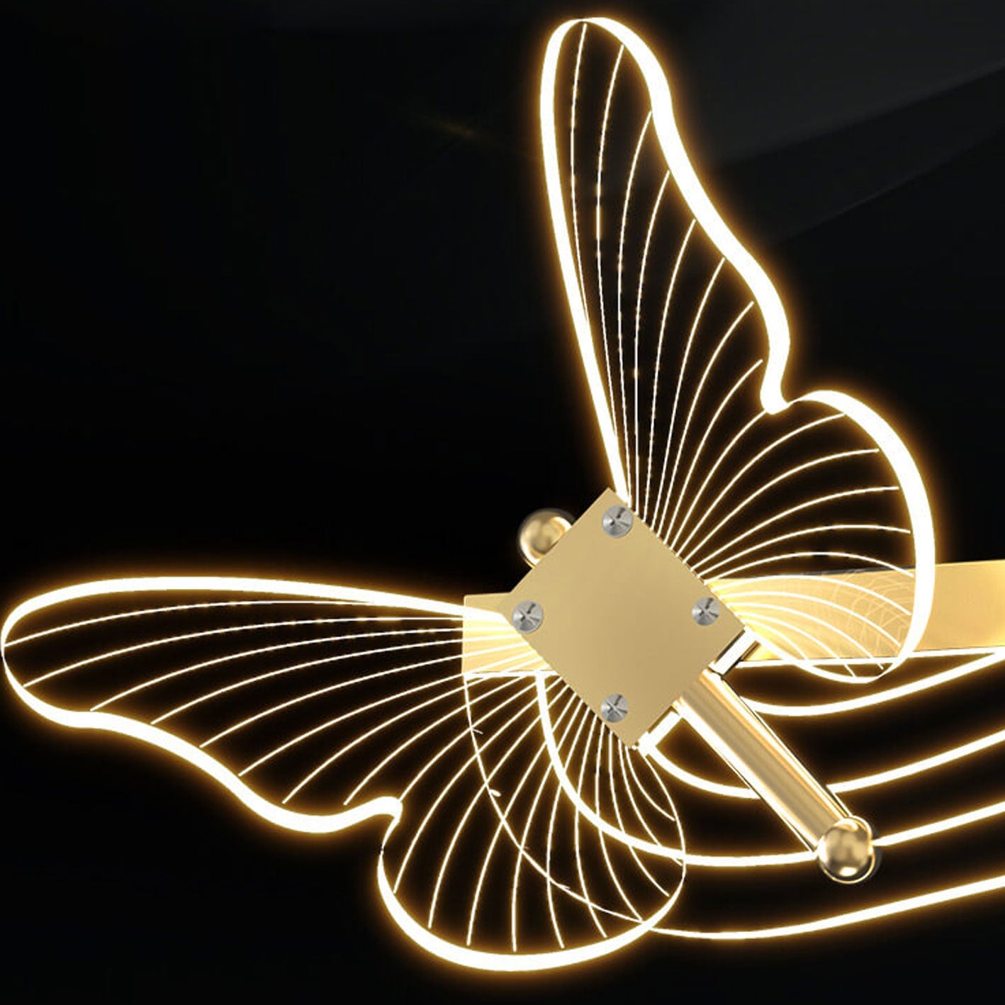Nordic Butterfly Round Linear Island LED Chandelier — Infinitely Dimmable / Gold / 220V-240V For UK/AU