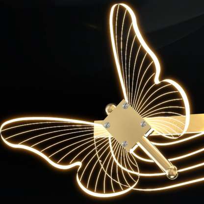 Nordic Butterfly Round Linear Island LED Chandelier — Infinitely Dimmable / Gold / 220V-240V For UK/AU