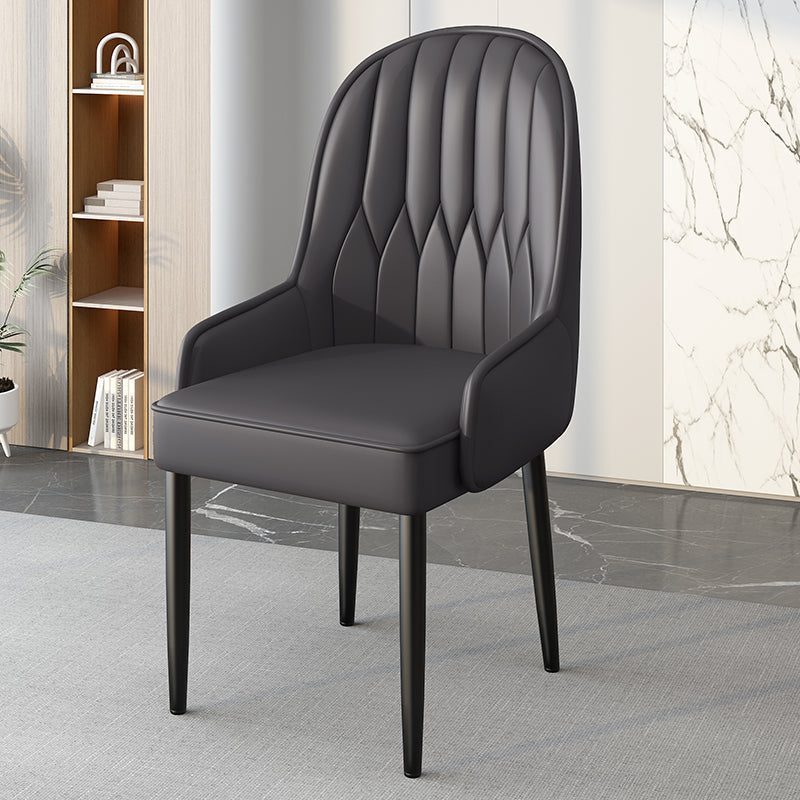 Modern Leather Steel Square Dining Chair