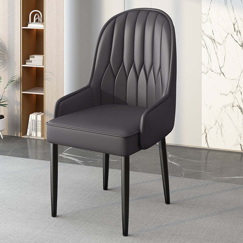 Modern Leather Steel Square Dining Chair