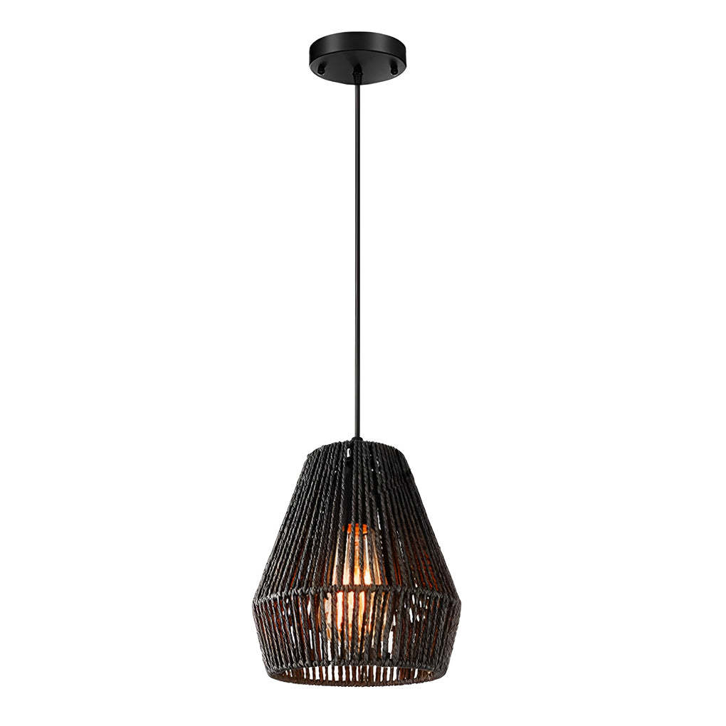 Minimalist Paper Rattan Handmade Black Japanese Pendant