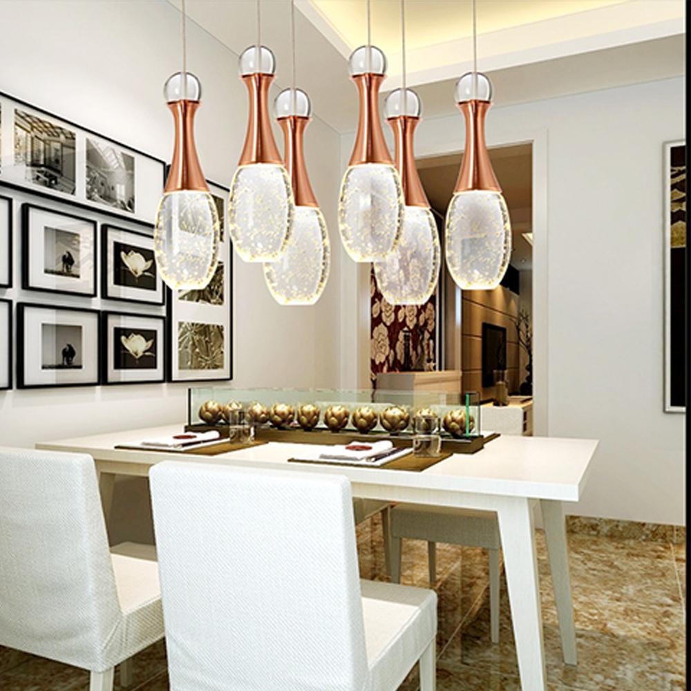 Mini Crystal Electroplated Metal LED Modern Pendant Light Hanging Lamp-Lighom