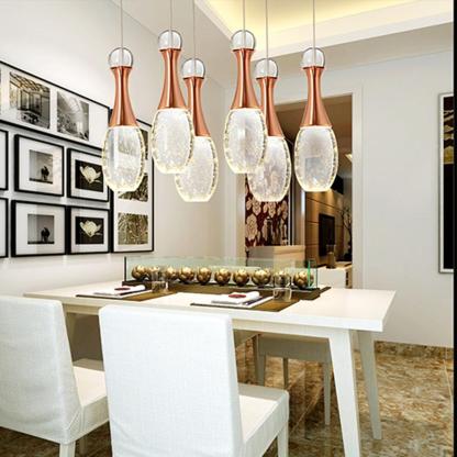 Mini Crystal Electroplated Metal LED Modern Pendant Light Hanging Lamp-Lighom