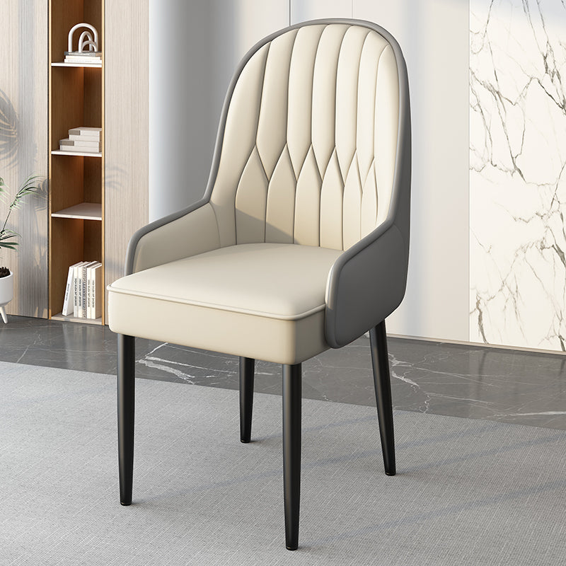 Modern Leather Steel Square Dining Chair — B / Gold / Yellow & Gray