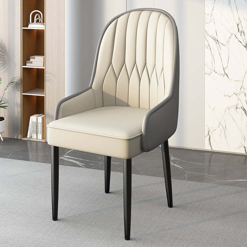 Modern Leather Steel Square Dining Chair — B / Gold / Yellow & Gray