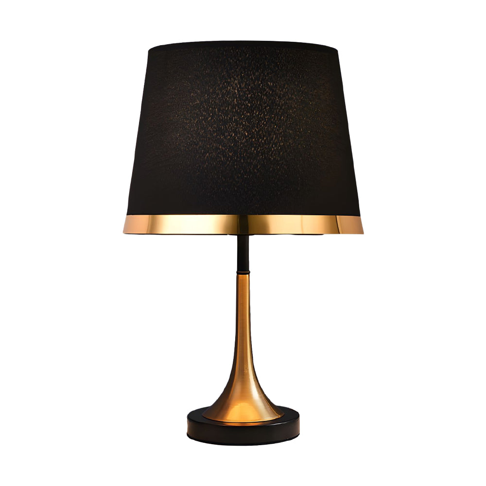 Vintage White/Black and Mid-Century Modern Brass Table Lamp-Lighom