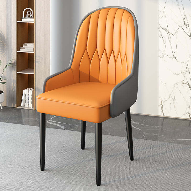 Modern Leather Steel Square Dining Chair