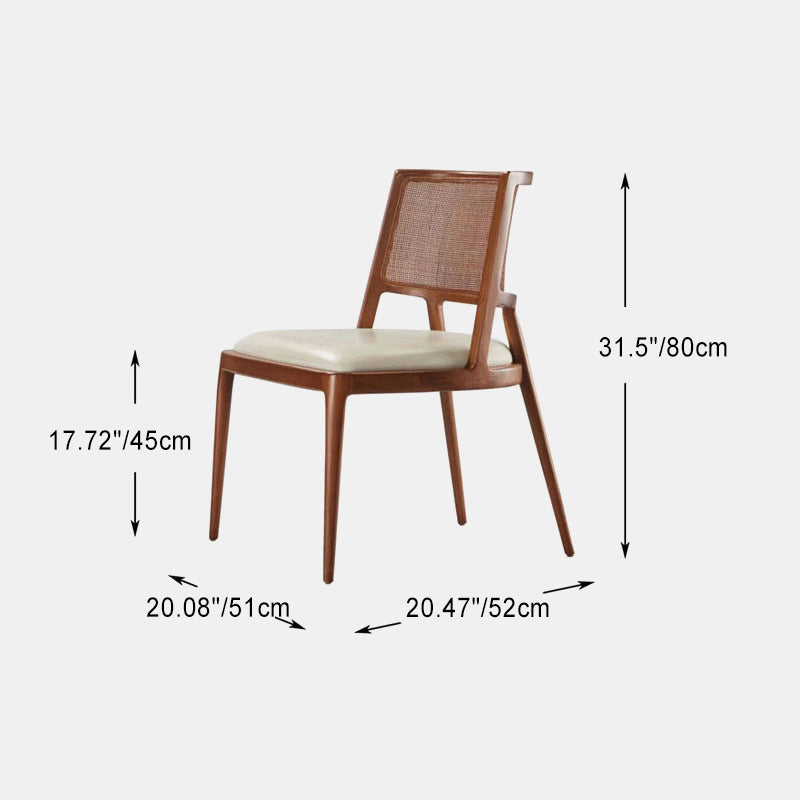 Chinese Woven Leather Wood Dining Chair — Armrest / Black