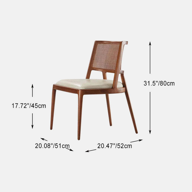 Chinese Woven Leather Wood Dining Chair — Armrest / Black