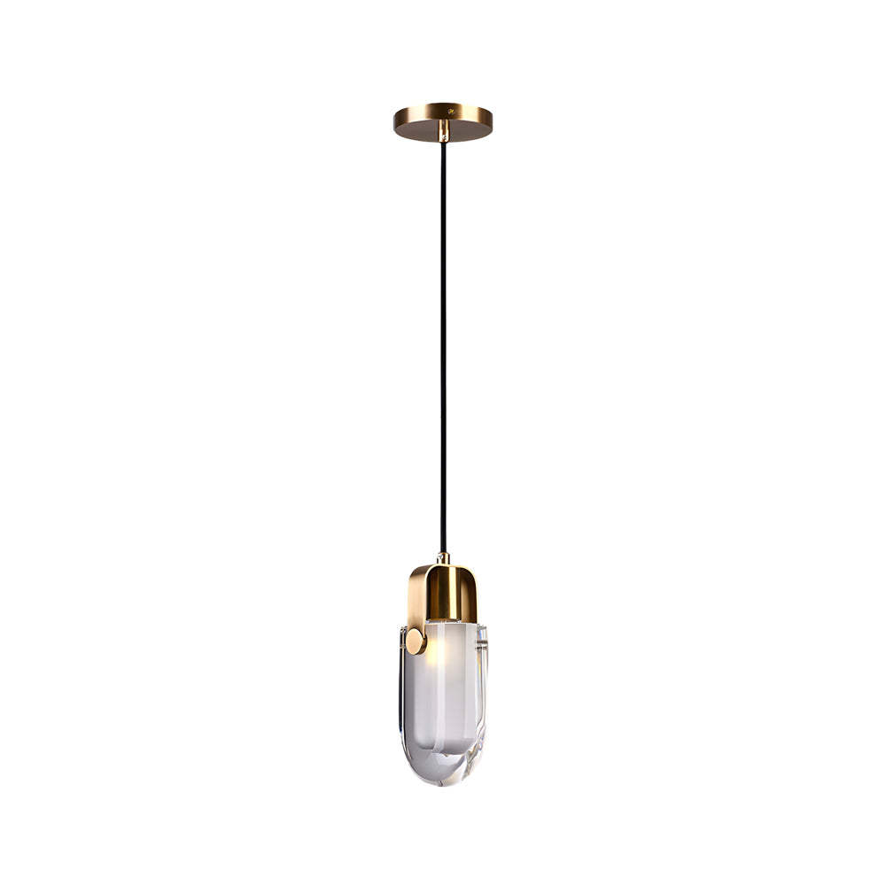 Crystal Shade Copper Dimmable Modern Pendant Light