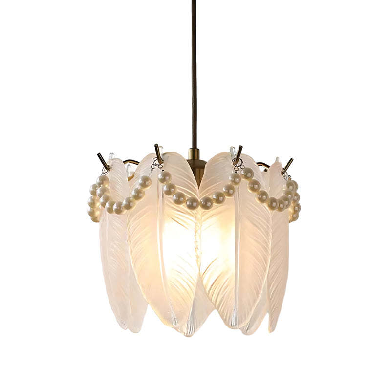Glass Feathers Seashells Three Step Dimming French Style Chandelier-Lighom
