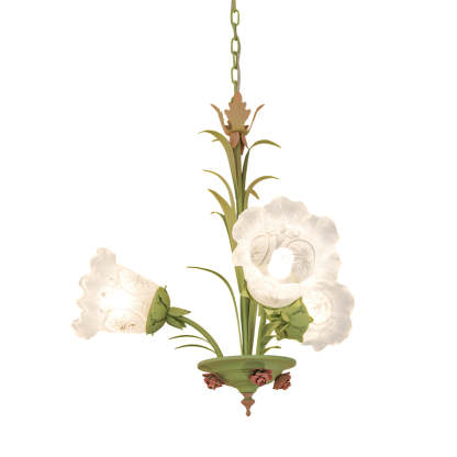 Modern Pastoral Green Flower Hanging Chandelier