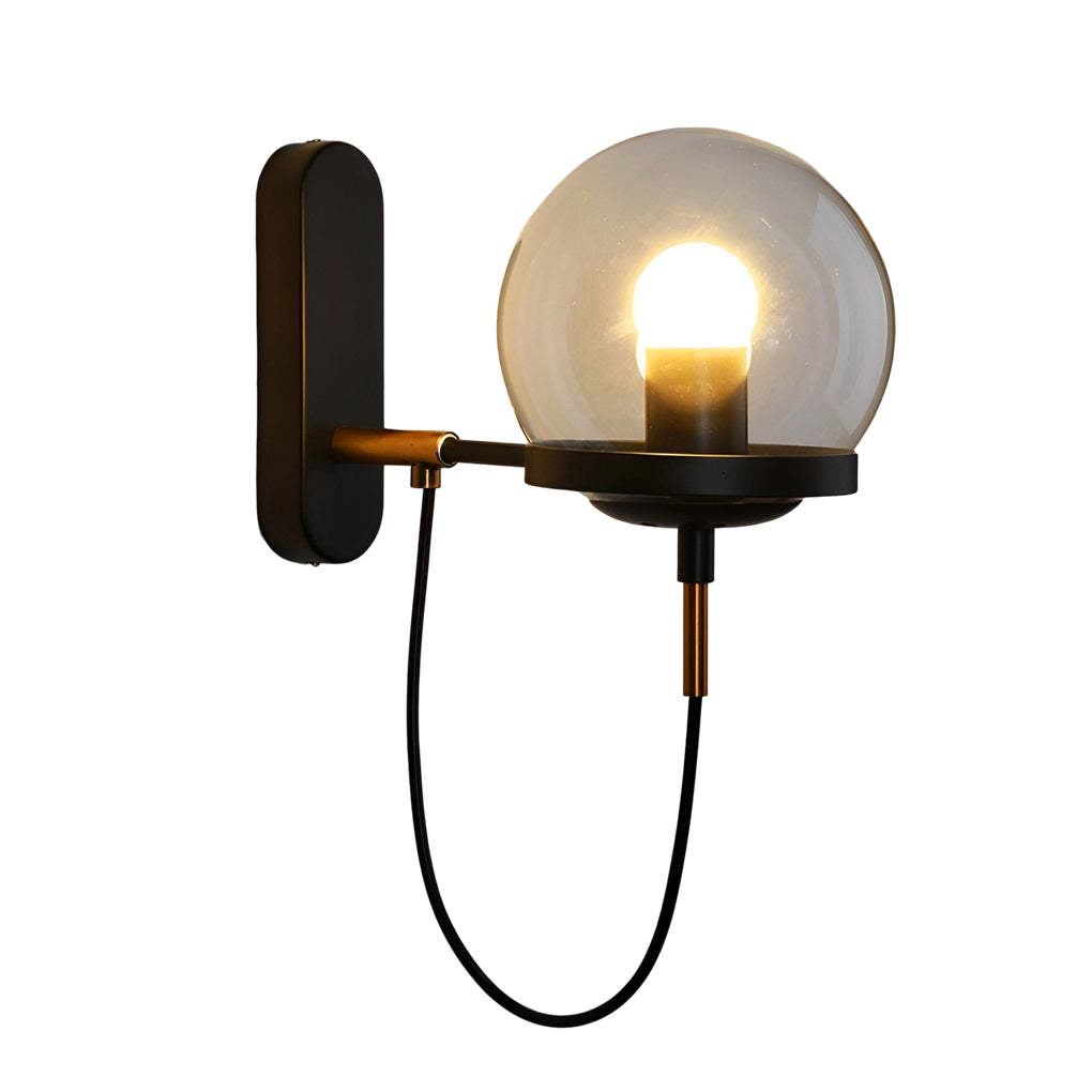 Antique Circular Metal Glass Ball LED Industrial Sconce