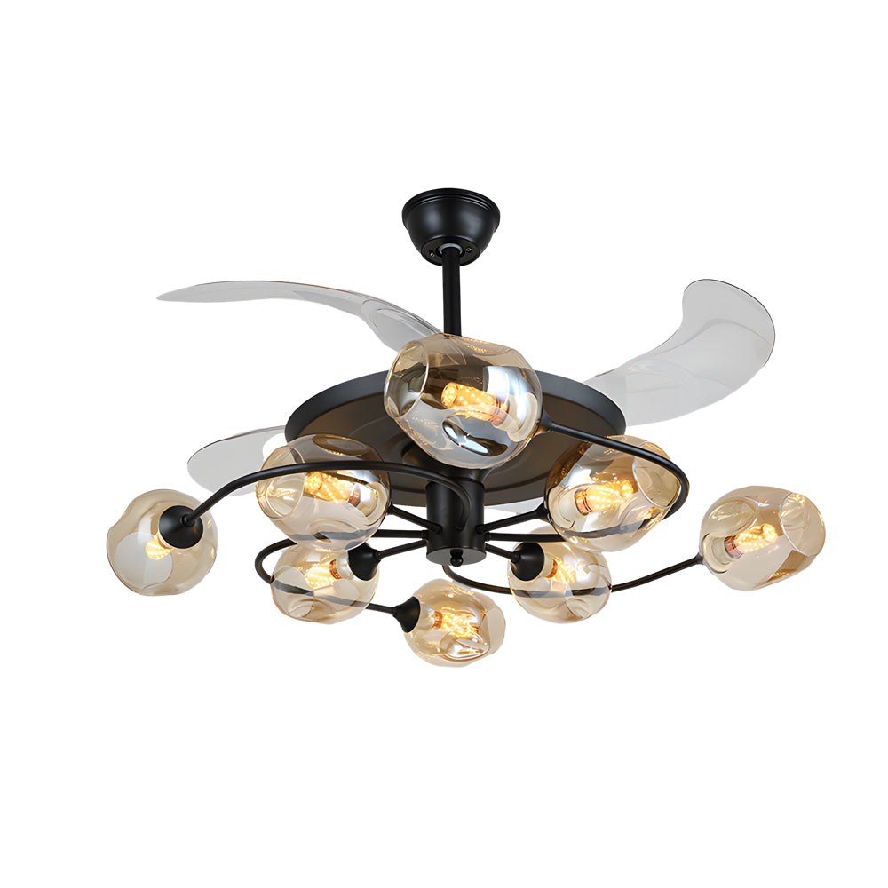 41" 4-Blade 6/8-Light Glass Shade Ceiling Fan with Remote