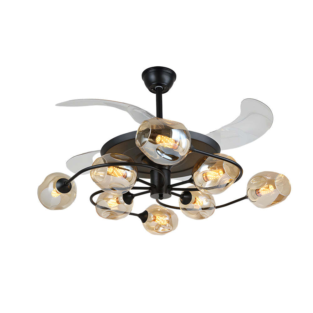 41" 4-Blade 6/8-Light Glass Shade Ceiling Fan with Remote