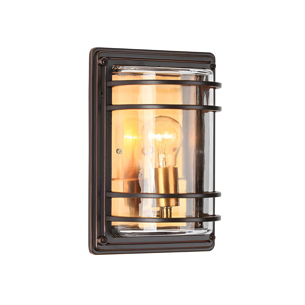 Vintage Aluminum Brown Glass Waterproof Modern Outdoor Wall Light-Lighom