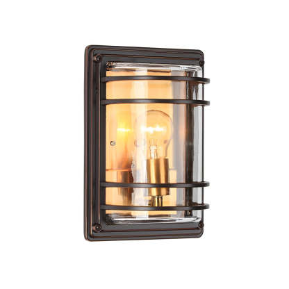 Vintage Aluminum Brown Glass Waterproof Modern Outdoor Wall Light-Lighom