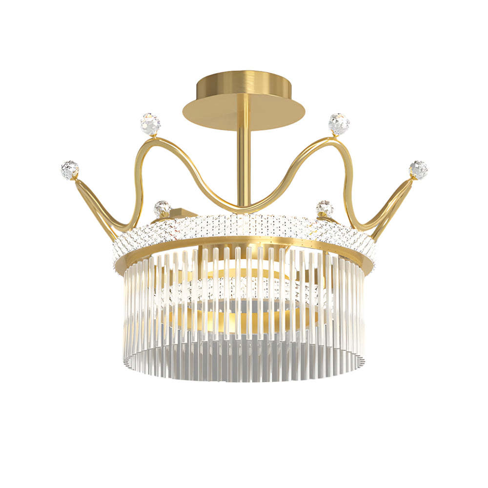 Round Crystal Crown Dimmable Postmodern Chandelier