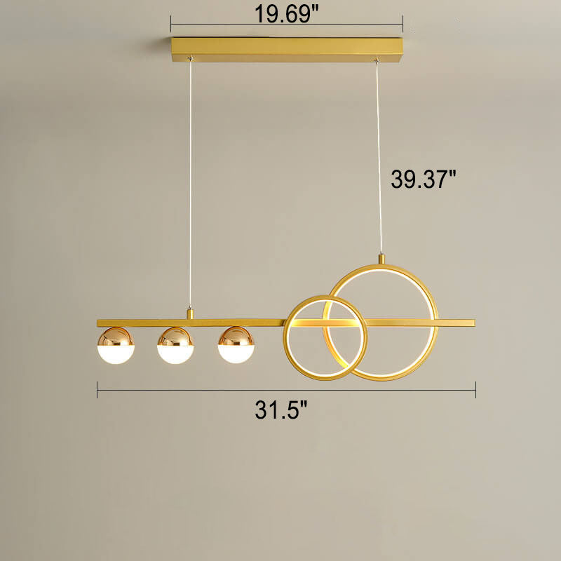 Modern Long Strip Round Globe LED Island Chandelier
