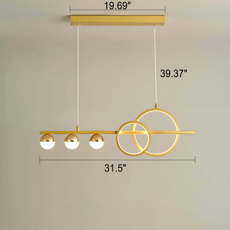 Modern Long Strip Round Globe LED Island Chandelier