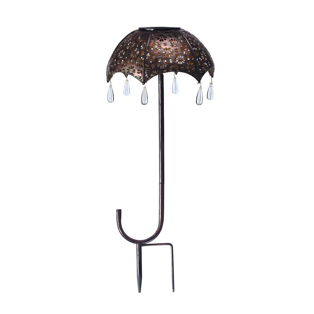 Retro Iron Hollow Umbrella Modern Solar Lawn Light
