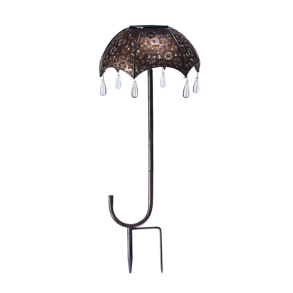 Retro Iron Hollow Umbrella Modern Solar Lawn Light