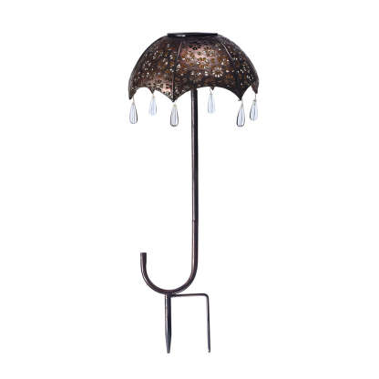 Retro Iron Hollow Umbrella Modern Solar Lawn Light