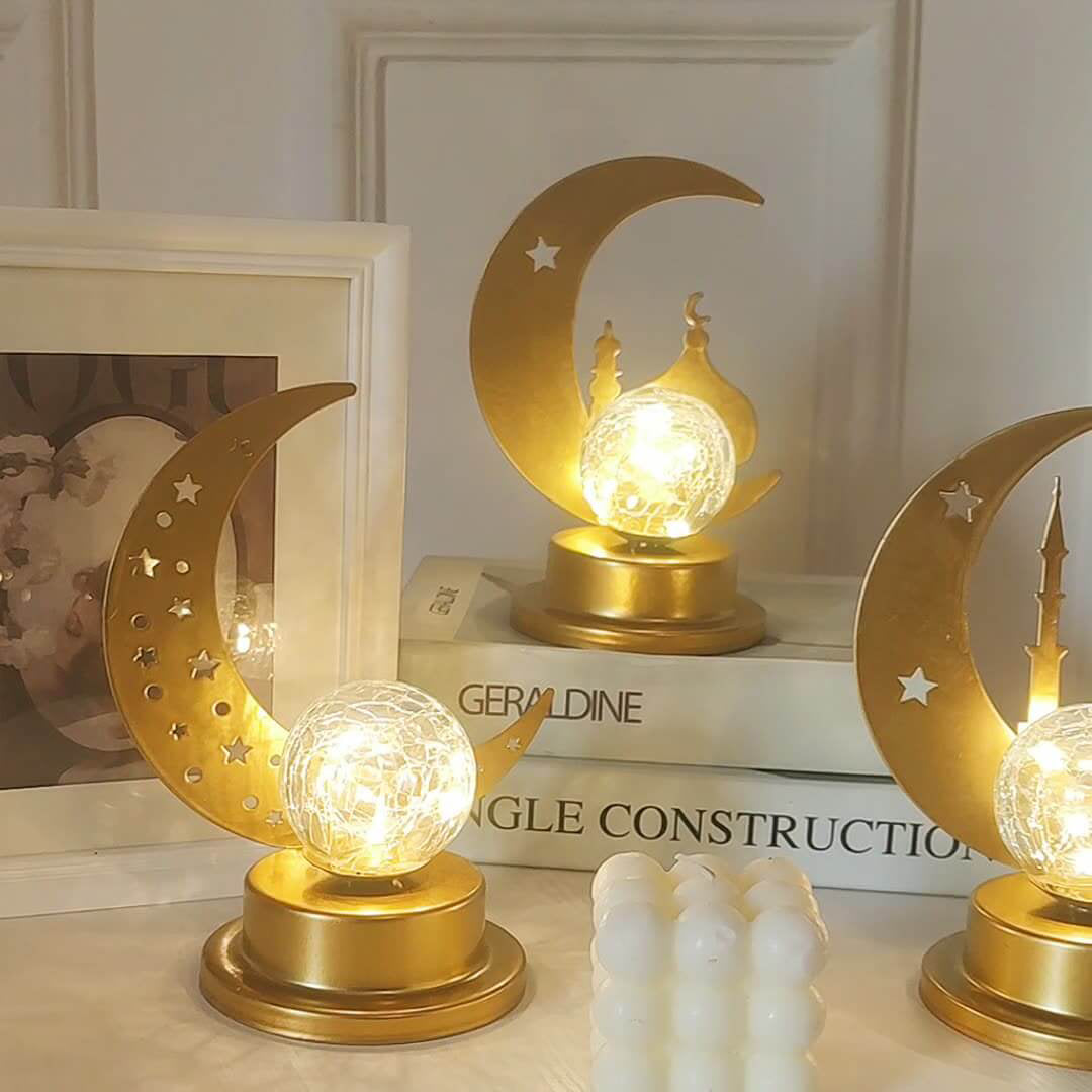 Gold iron muslim night table lamps - modern — Castle