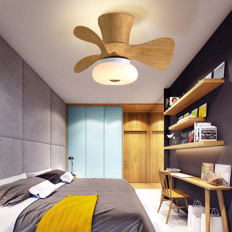 Nordic Macaron Metal LED Semi-Flush Ceiling Fan Light
