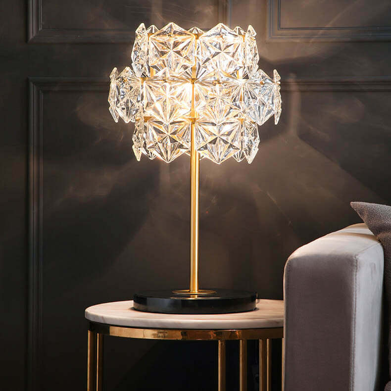 Modern Snowflake Glass Marble Base Lamp — Black / 220V-240V For UK/AU