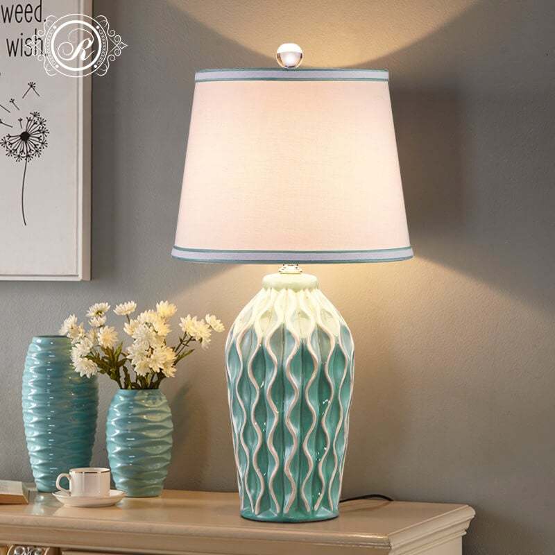 Modern ice cracked gray ceramic table lamps, Lighom — Dimmer Switch / 220V-240V (UK/AU)