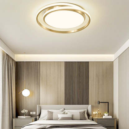 Modern Luxury Golden Circle LED Flush Mount Light — Warm Light (3000K) / 110V-120V For US/CA