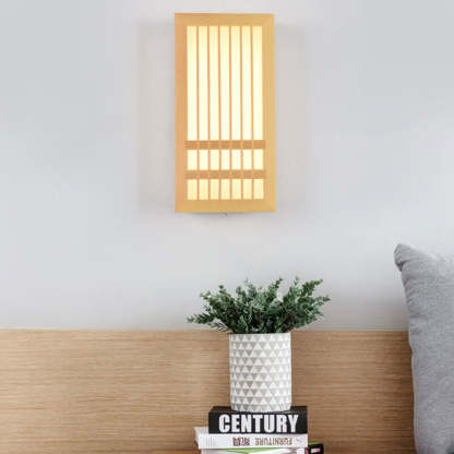 Simple Solid Wood Rectangular Japanese Sconce — White Light (5000K) / 110V-120V For US/CA