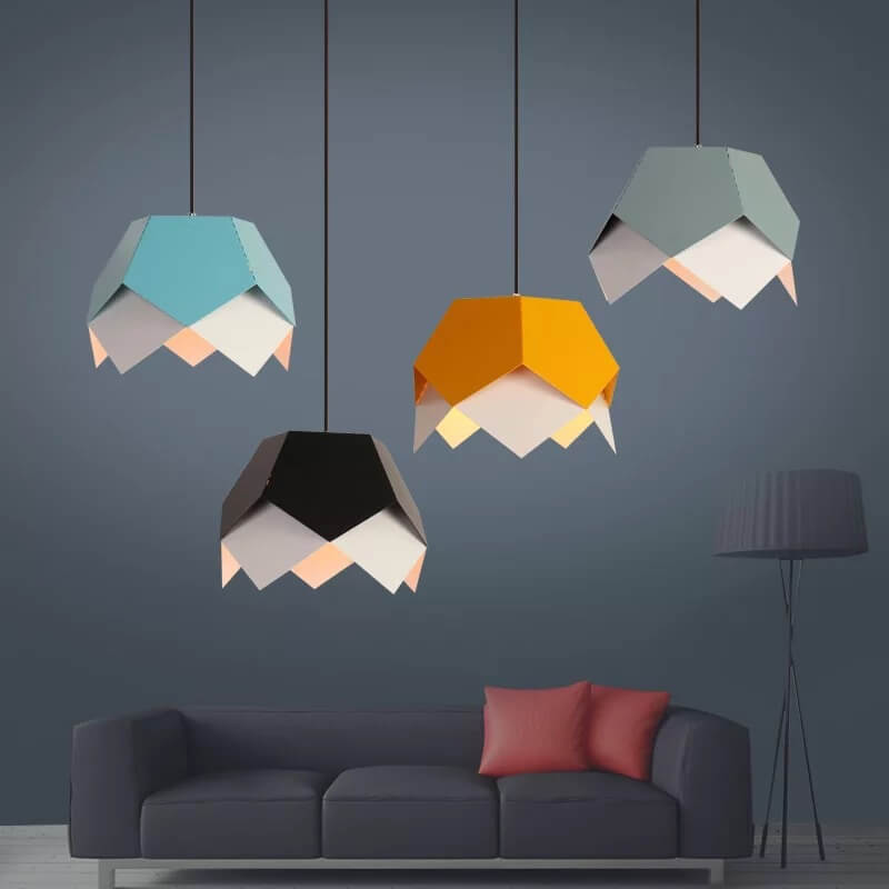 Modern Colorful Geometric Lotus Pendant Light